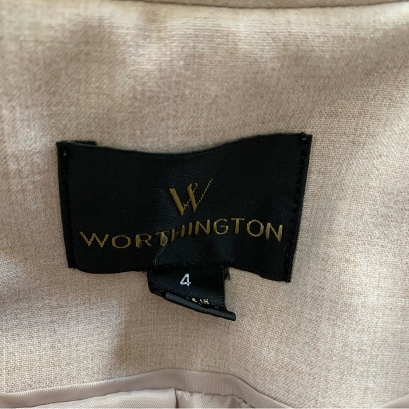 Worthington Crosshatch Light Tan Skirt Suit Set - Picture 8 of 15